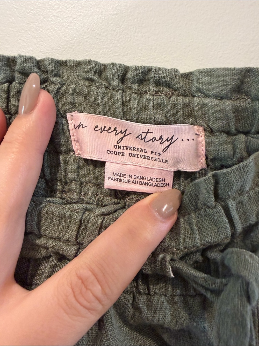 Olive Drawstring Linen Capris - Picture 2 of 2